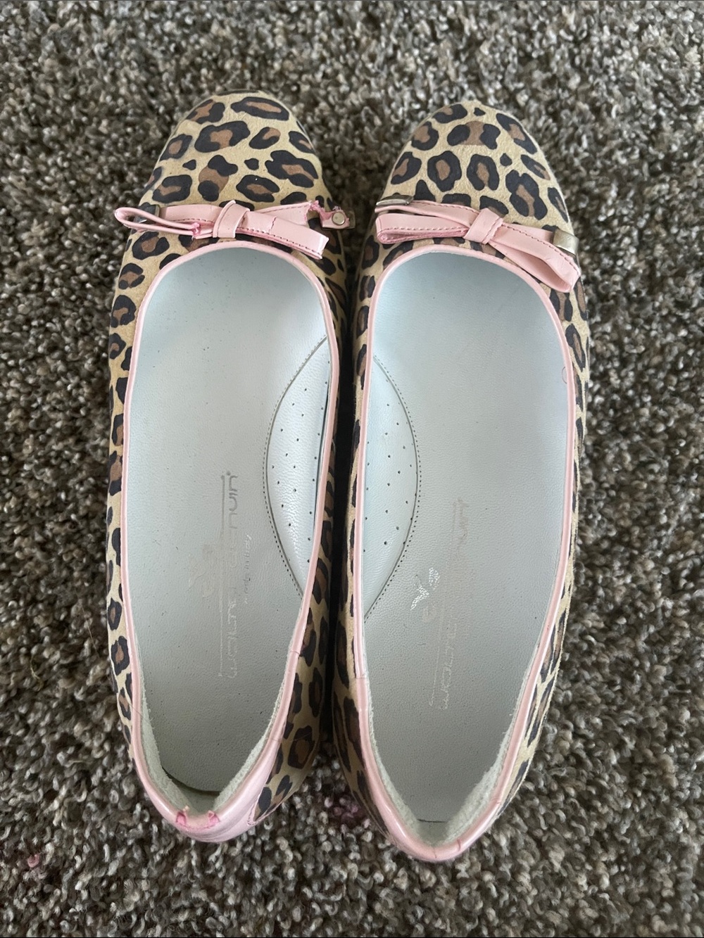 Walter Genuin Leopard Print Flats with Pink Trim